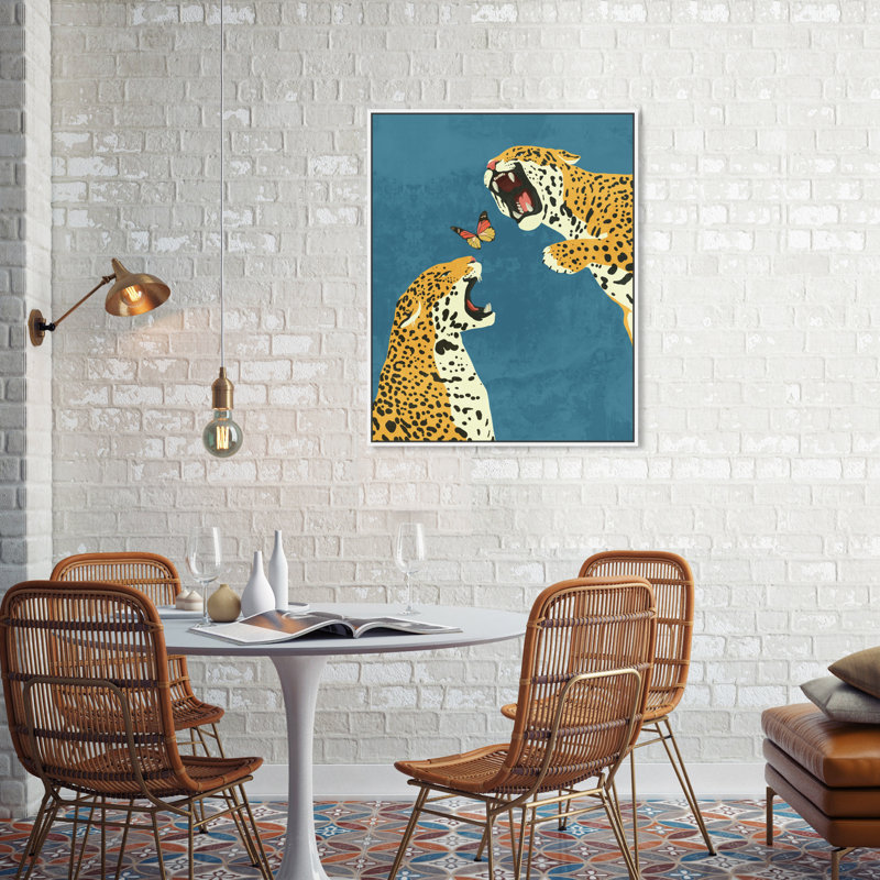 Wild Feline - Impression sur toile, Toile avec cadre flottant blanc, H 37 po x l 25 po x P 1,8 po