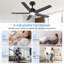 2 ventilateurs de plafond de 44 pouces avec lumière DEL-547035544-547035551