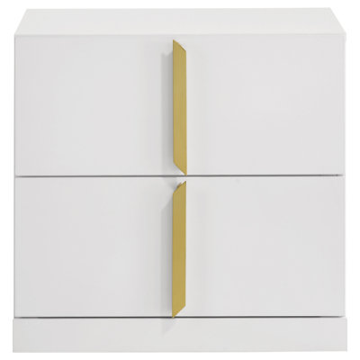 Adreanna 2-Drawer Nightstand Bedside Table White High Gloss