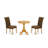3 Piece Kitchen Table & Chairs Set Contains a Round Dining Room Table with Pedestal and 2 Brown Linen Fabric Parsons Chairs, Oak-1269088019-1269088018