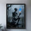 Reproduction d'art encadrée noire rétro crâne gothique foncé-1046969009