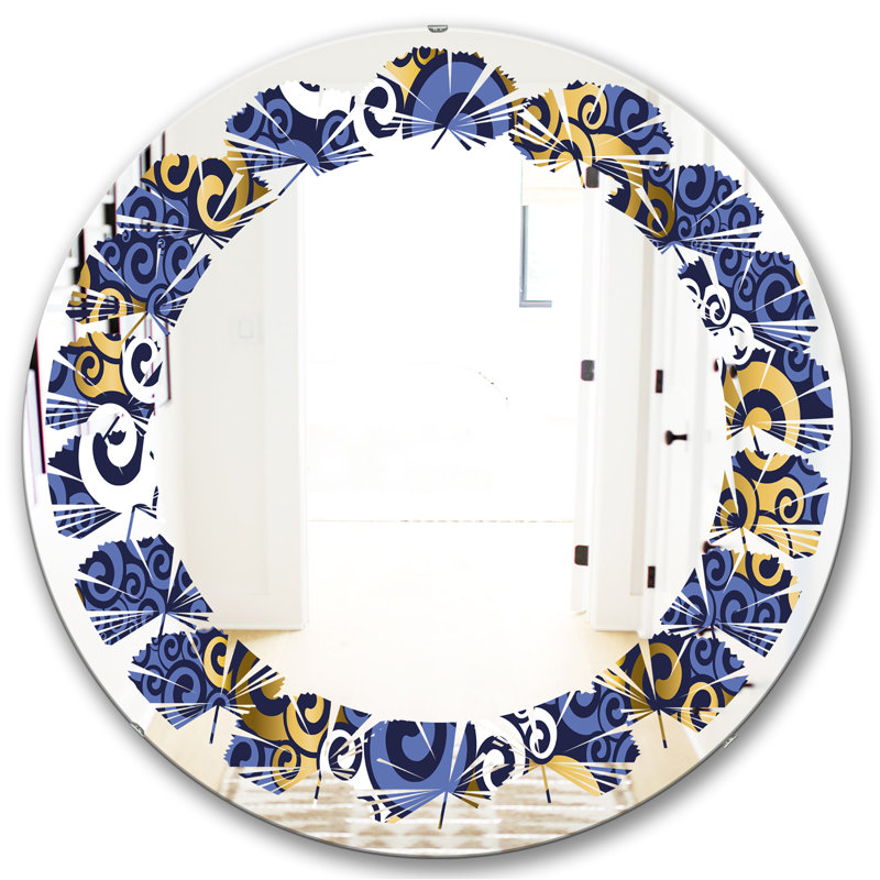 Miroir mural traditionnel sans cadre à feuilles de luxe, H 31,5 po x l po