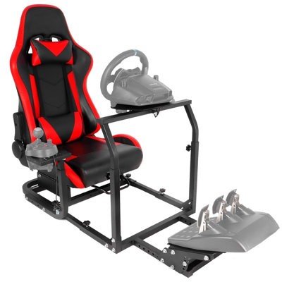 Anman Racing Simulator Cockpit Frame with Red Seat Compatible with Logitech/Thrustmaster/PXN, Not Include Steering wheel & Wheels & Pedals and Shifter Handbrake