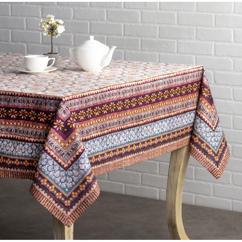 Floral 100% Cotton Square Tablecloth, 60" x 60"