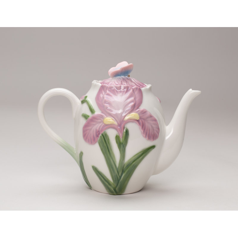 Iris with Butterfly Teapot 22 oz