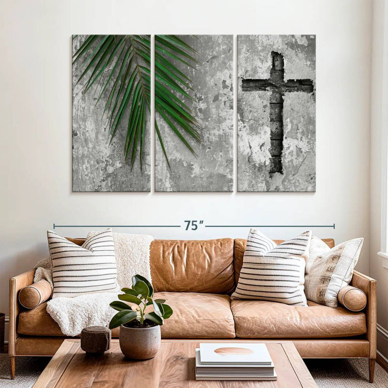 Adella Grunge Cross, 42" H x 65" W