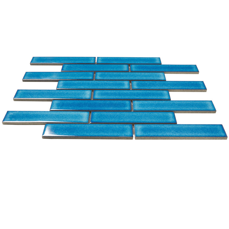 1.3" x 5.7" Porcelain Brick Joint Mosaic Wall & Floor Tile, Blue