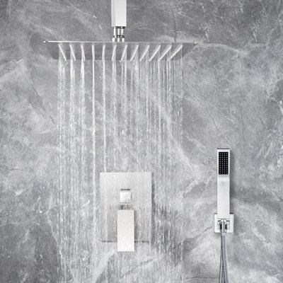 Ceiling-Mounted Complete 12" High-Pressure Shower System with Rough in-Valve