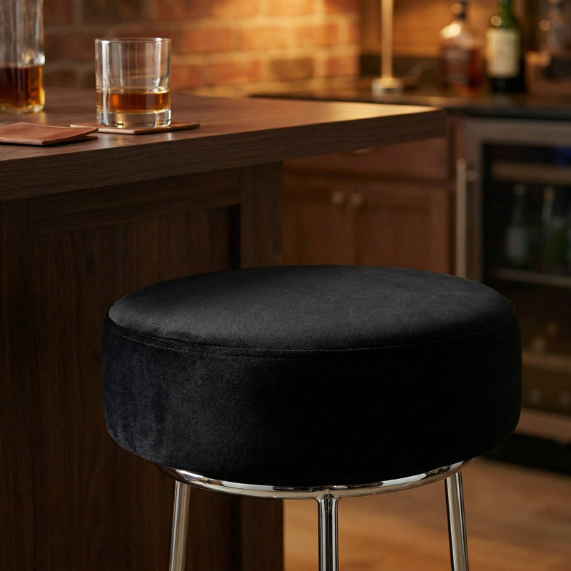 Holst Upholstered Counter Stool with Metal Frame, Black