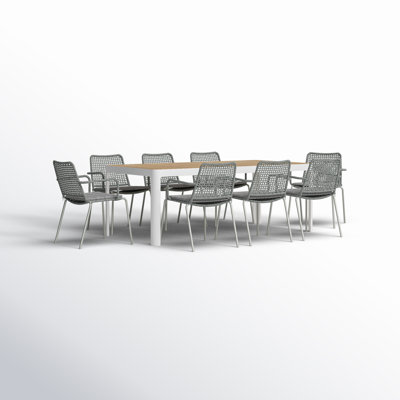 Anautica 8 - Person Teak Patio Dining Set with Rectangular Table