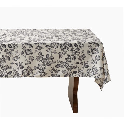 Nappe rétro à motif de roses noires - l 56 po x 96 po