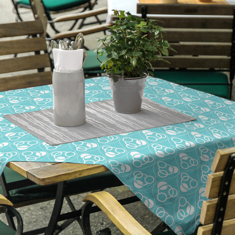 Nappe classiques des cercles et des vagues, Bleu sarcelle / blanc