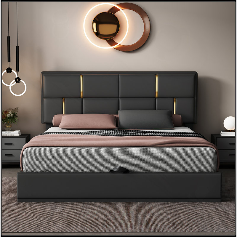 Upholstered Platform Bed With Hydraulic Storage System,No Box Spring Needed
