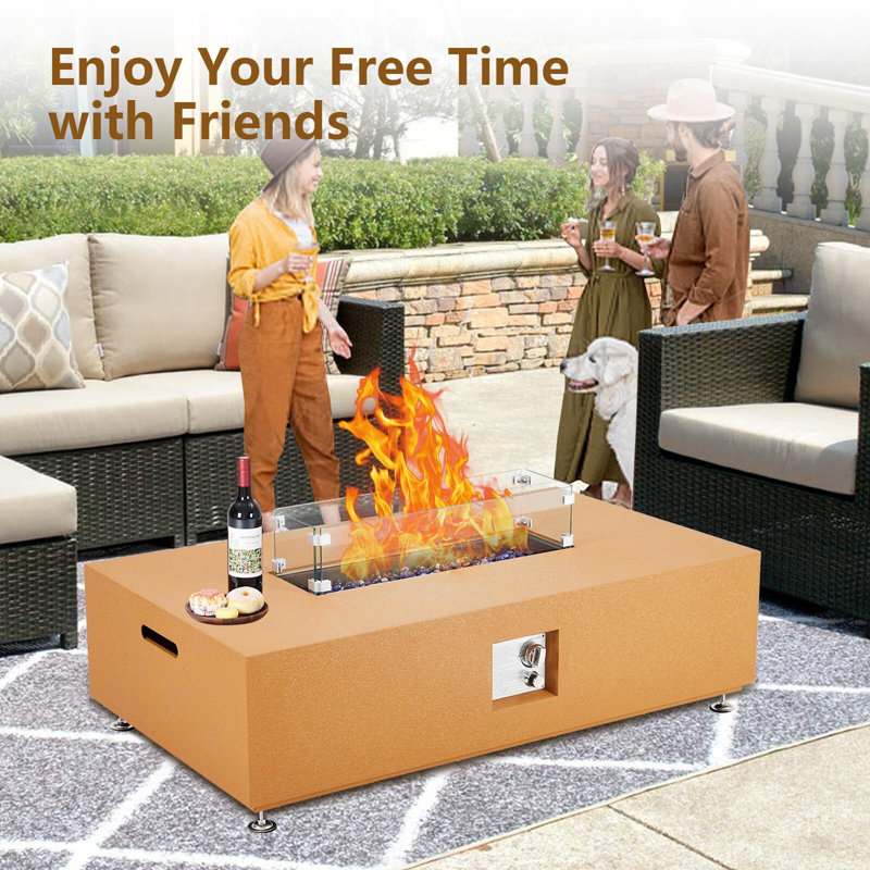 48" Propane Fire Pit Table,50000BTU Fire Table With Wind Guard, Orange