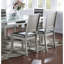 Chaises de salle à manger 2 pièces, similicuir argenté, dossier à 2 coussins, base en bois d'hévéa