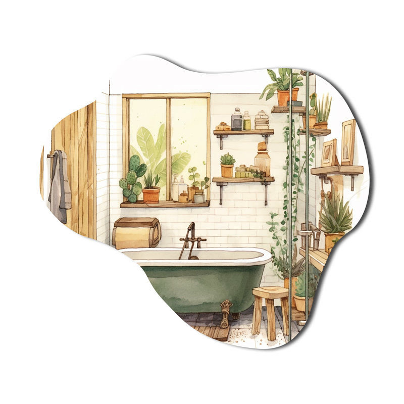 «Natural Bathroom Decor», impression murale en métal asymétrique, H 28 po x l 25 po