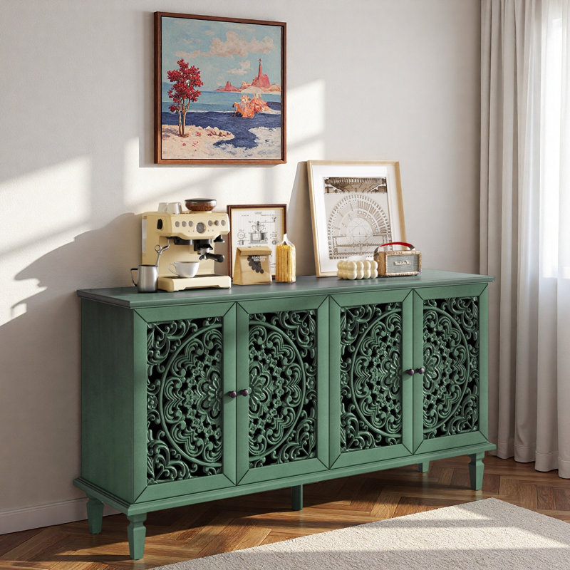 Buffet floral ajouré Floral, Vert antique