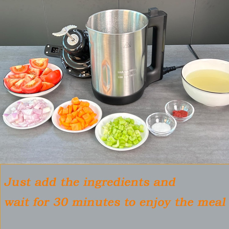 Machine à soupe 1,6 L, mélangeur électrique en acier inoxydable à fonctions multiples 4 en 1 avec panneau de commande intelligent