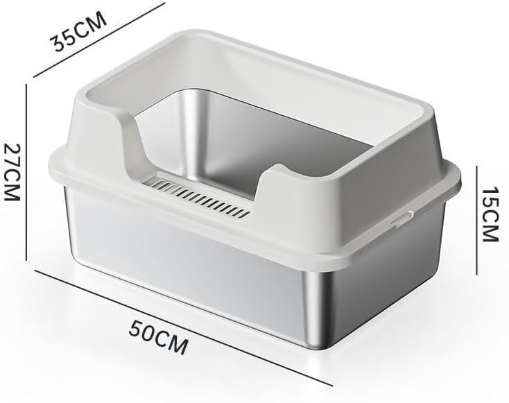 Polyethylene Plastic Litter Box Enclosure, 27cm H x 35cm W x 55cm D, White
