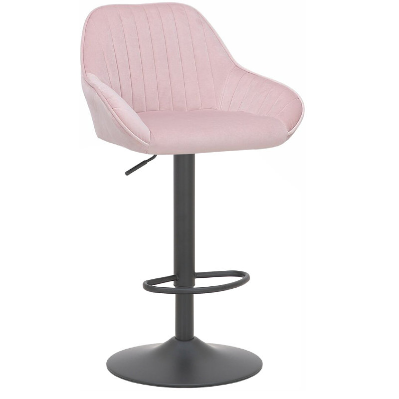 Kenery Swivel Upholstered Adjustable Height Counter Stool with Metal Frame, Pink