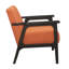 Siège rembourré orange, structure en bois d'hévéa massif, fauteuil d'appoint de salon gris antique en tissu, finition, essentiel