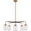 Lustre Sputnik à 5 lumières Bergeson, à intensité variable, avec abat-jour en verre ondulé soufflé à la main