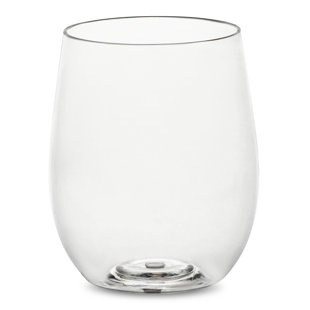 12 oz. Clear Elegant Stemless Plastic Wine Glasses