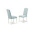 5 Piece Dining Table Set for 4 Includes a Round Kitchen Table with Pedestal and 4 Baby Blue Linen Fabric Upholstered Parson Chairs, Linen White-598531644-598531645-648955545