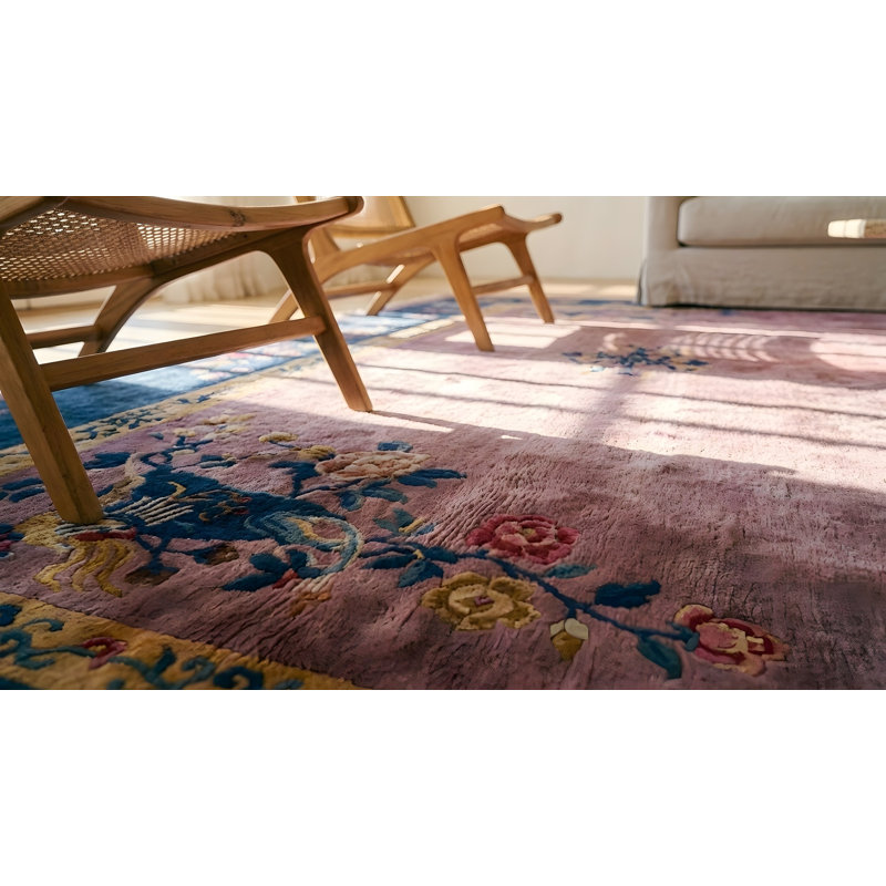 Hand Knotted Wool Area Rug in Purple