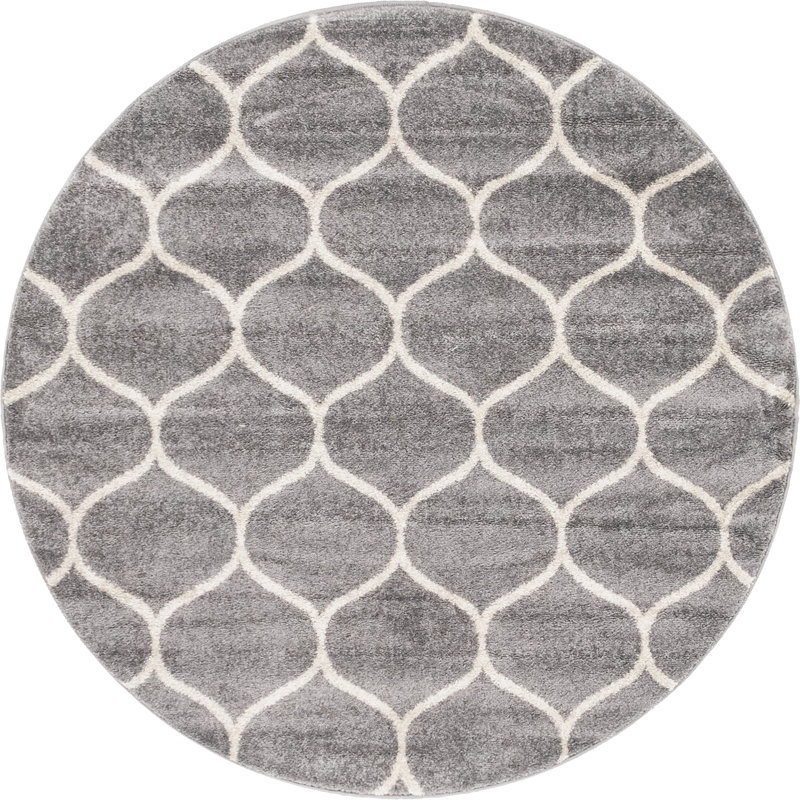 Tapis gris clair Lllan, Rond 5 pi 3 po