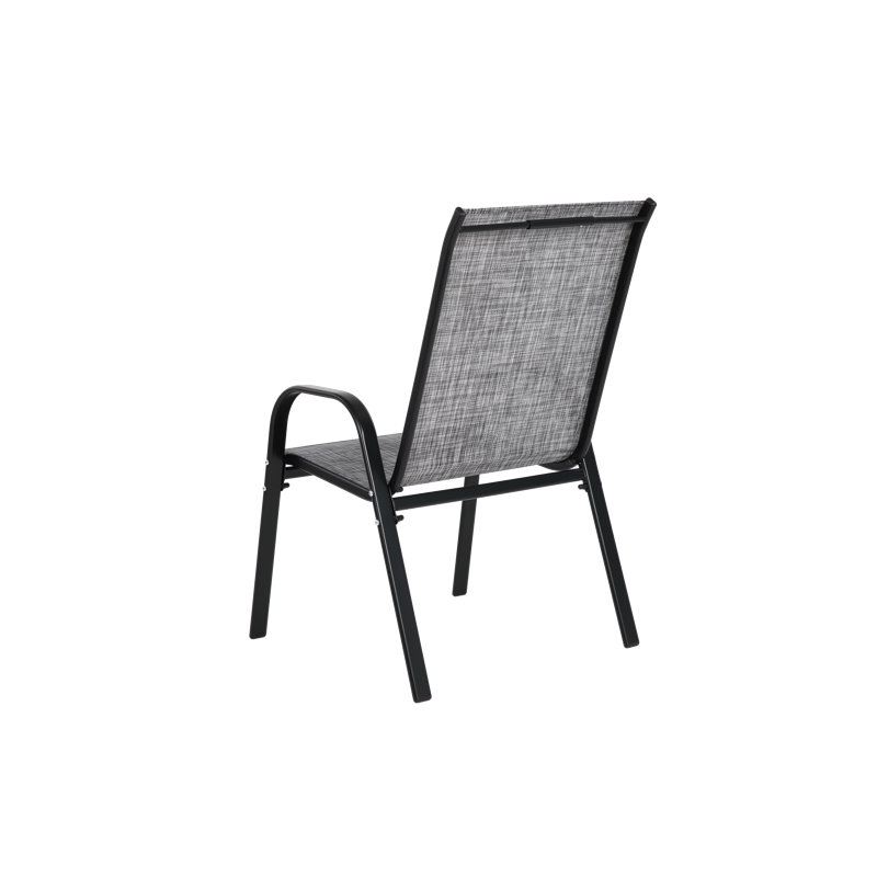 Ensemble de chaises de patio 4 pièces, chaises de camping d'extérieur en tissu respirant textilène, dossier haut, gris