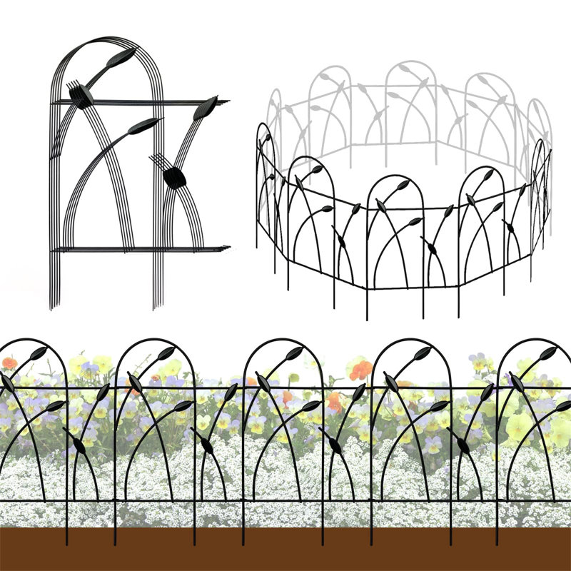 Metal Fan Trellis Side Panel, Black