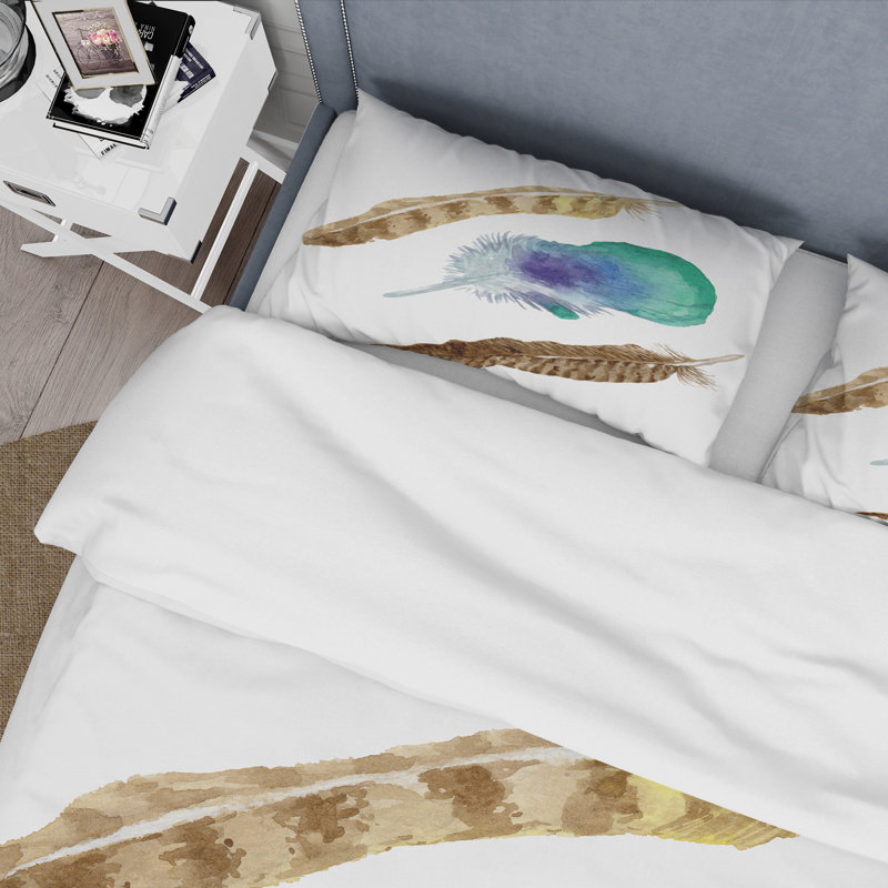 Ensemble de housse de couette oiseau plume d'aile isolée - bohémien et éclectique - polyester microfibre