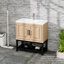 Meuble-lavabo autoportant de 32 pouces avec lavabo en céramique sans soudure, robinet texturé, 2 portes de rangement et beaucoup d'espace, base en métal avec charnières en acier inoxydable flexibles chaud / froid et poignées noires-982162224-982162383