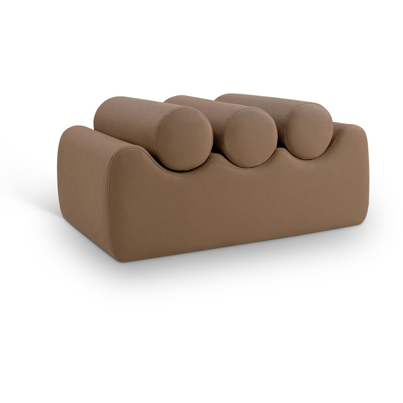 Banc en cuir Rumble Vegan, Cuir brun végétalien, H 16,5 po x l 32 po x P 22 po