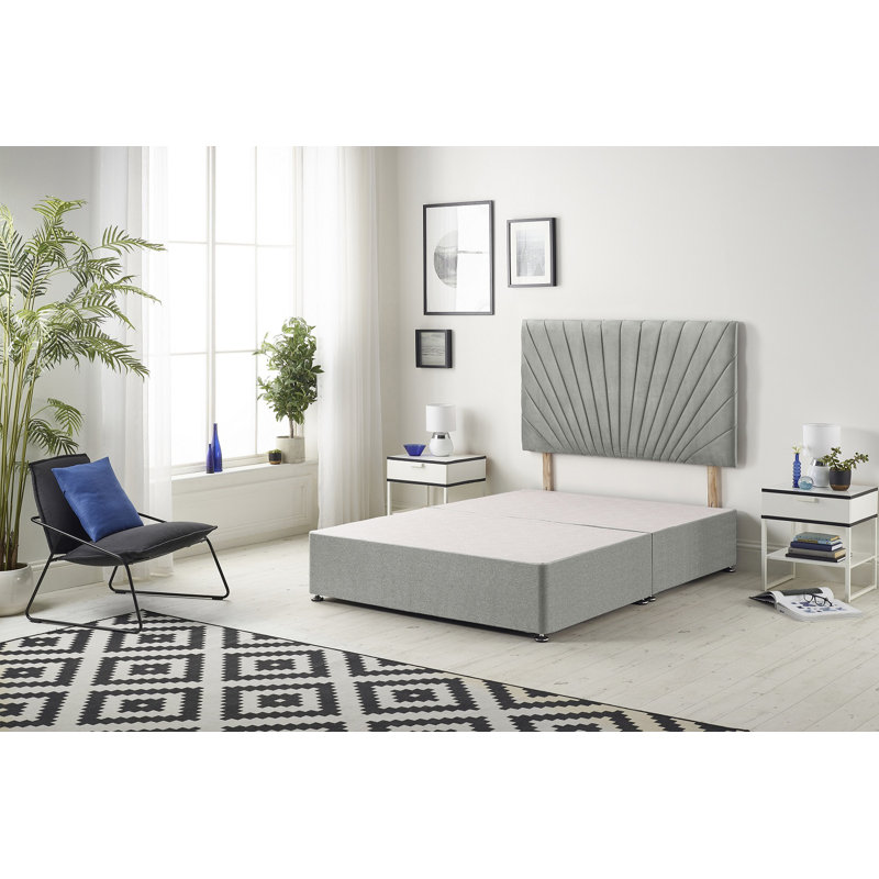 SantaFe Tweed Fabric Divan Bed Base and Headboard with Optional Drawers, Super King (6'), Grey, No Drawer