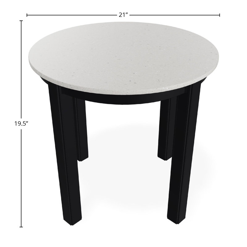 Outdoor Round Side Table, Snow/Black, Acrylic