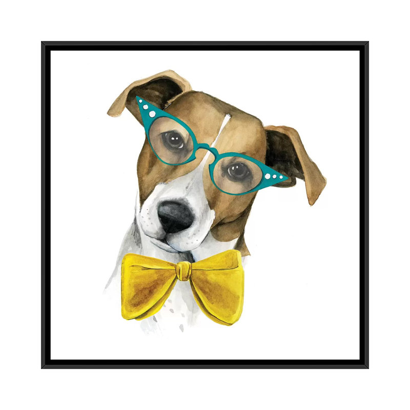 « rétro pup ii », reproduction d’impression sur toile, H 18 po x l 18 po x P 1,5 po, Toile avec cadre noir, Pas de tapis