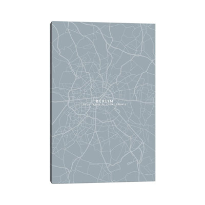 Berlin City Map Simplecolor by WallDecorAddict - Gallery-Wrapped Canvas Giclée on Canvas