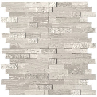 11.5" x 10.7" 3D Natural Stone Peel & Stick Mosaic Tile