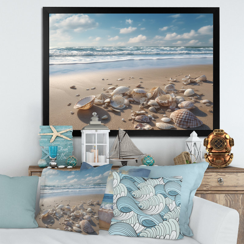 Seaside Seashell Treasures III - impression, Cadre photo noir, H 12 po x l 20 po x P 1 po
