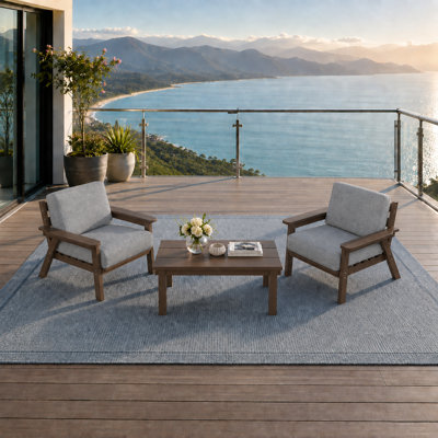 2 - Person HDPE Patio Conversation Set with Cushions, All Weather Patio Sofa Set, Outdoor Seating Group