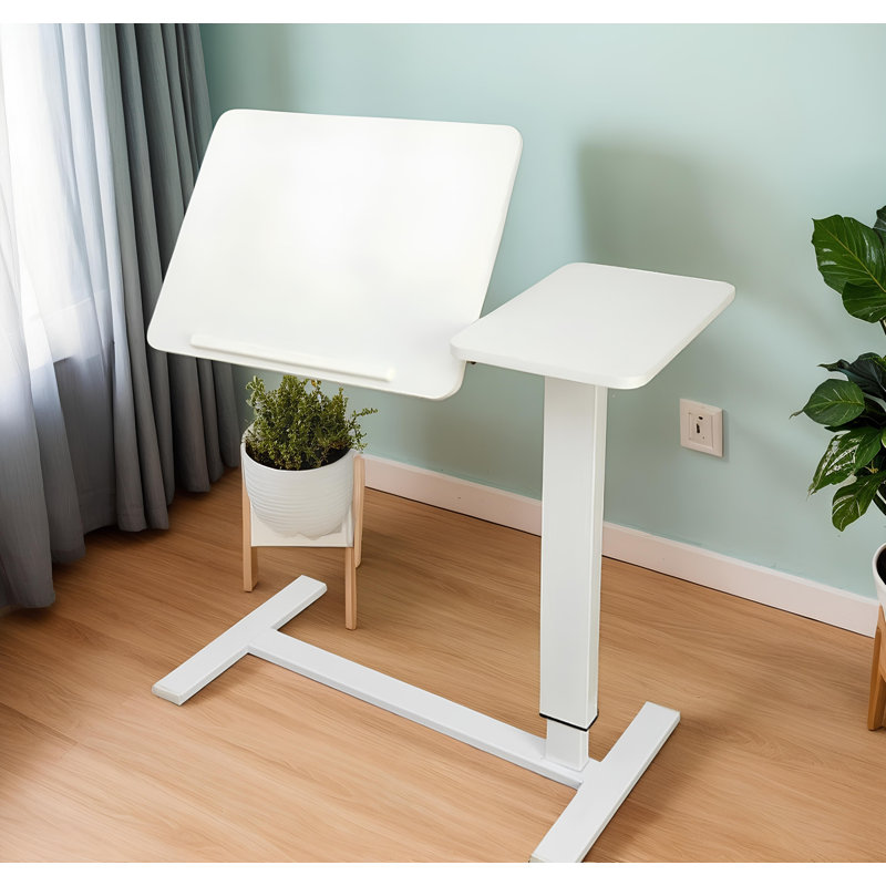 Bureau de chevet au-dessus du lit, support mobile pour ordinateur portable, table de basculement inclinable avec roulettes, plateau à hauteur réglable pour table d'appoint pour canapé de lit pour ordinateur portable, table de chevet