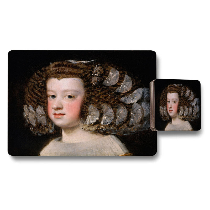 Vintage Portrait Placemat And Coaster Set Featuring Elegant Lady Artwork