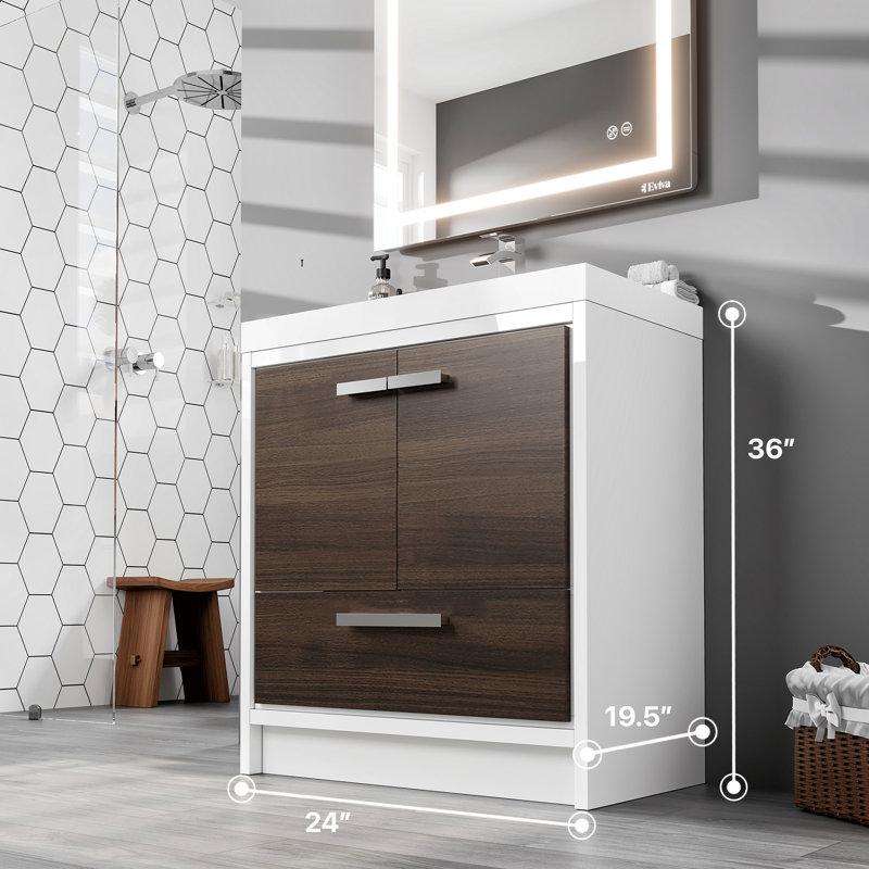 Ensemble de meuble-lavabo simple 24 po Beiler, Chêne gris