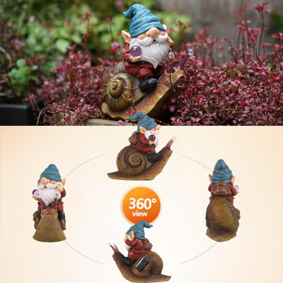 Crystal Ball Gnome Garden Decor Statue Solar Gnomes Decorationsfor Yard