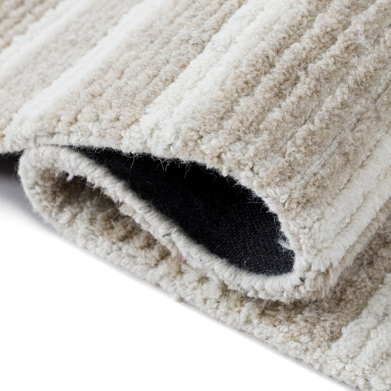Rectangle Geometric Hand Tufted Wool Area Rug in Ivory/Gray, Rectange 7'6" x 9'6"