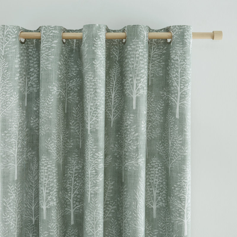 Alder Trees Lined Eyelet Curtains, Green, 229 W x 229 D cm