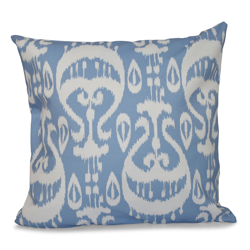 Coussin décoratif d'intérieur Happy Hippy Ikat, H 20 po x l 20 po, Bleu