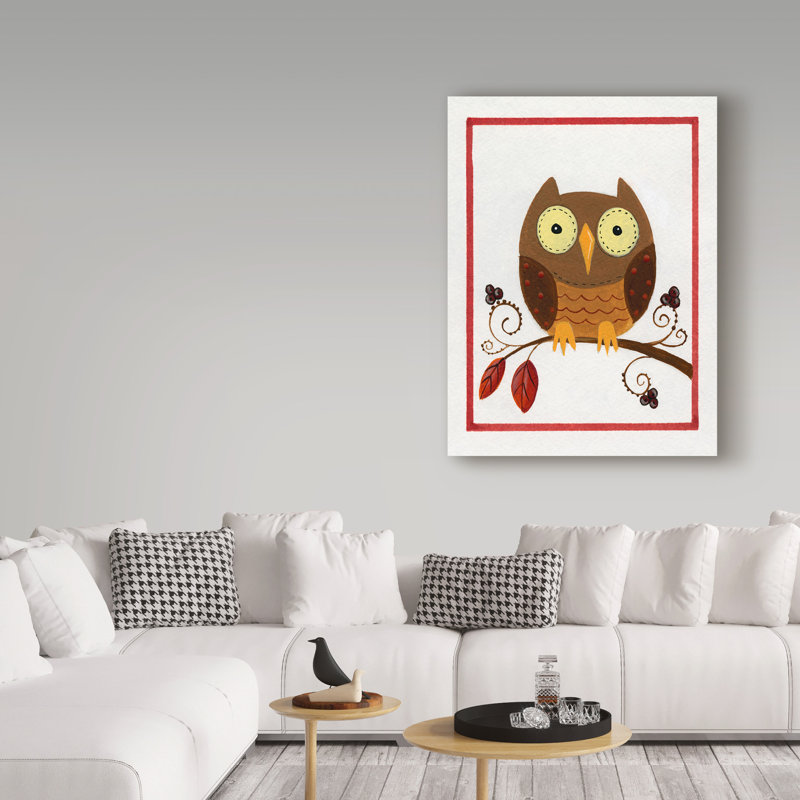 « brown hibou on branch », art sur toile, H 19 po x l 14 po x P 2 po